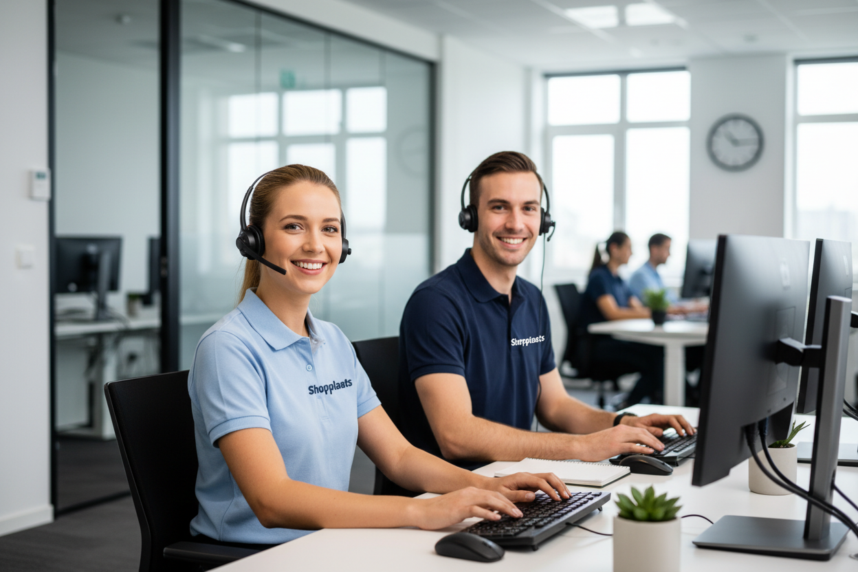 houd hem hetzelfde, maar maak de logos op de kleding duidelijk Shopplaats. zonder de logo daarboven. 