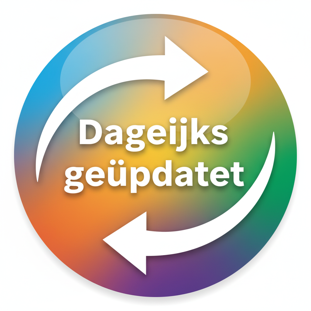 maak een kleurrijke pictogram met de tekst Dagelijks geüpdatet. 