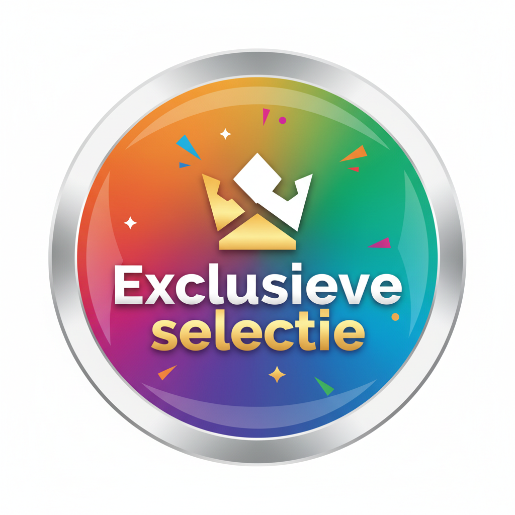 maak een kleurrijke pictogram met de tekst Exclusieve selectie